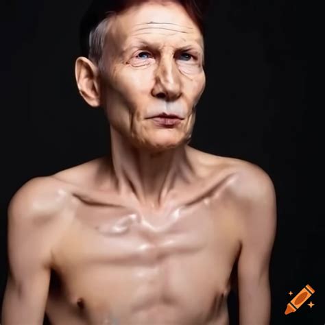 Portrait of a shiny porcelain-skinned elderly cyborg on Craiyon