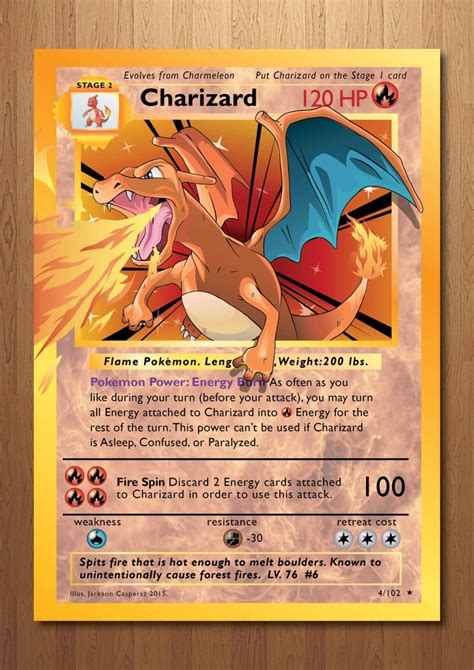 Pokemon Oro Charizard Giant Pokemon Card Art Print - Yellowstone