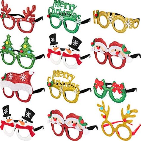 Boao 12 Pairs Christmas Glasses Frames 3D Novelty Eyeglasses Christmas Party Props Glasses For ...