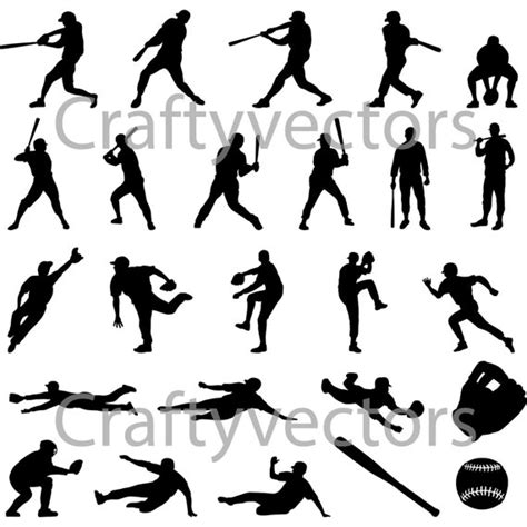 Baseball Silhouettes vector SVG cut file | Etsy