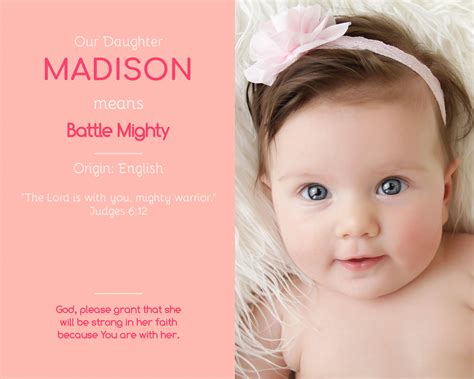 Madison - FREE Adorable & Customizable DIY Baby Name Wall Art #babygirlnames #babynames # ...