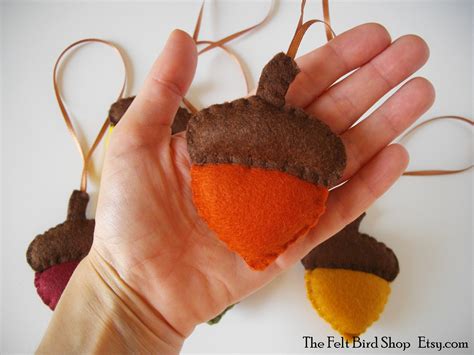 Acorns Autumn Decor Set of 5 Fall Ornaments Felt | Etsy