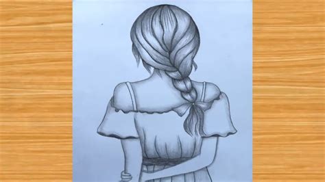 How To Draw A Beautiful Young Girl Back Face Holding Hands Sketch ...