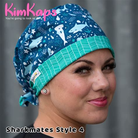 Sharkmates scrub hat is super cute and available on our website at kimkaps.com | Scrub hat ...