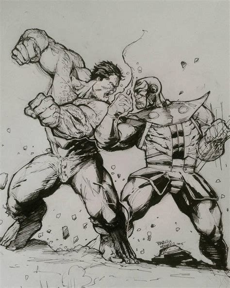 Hulk vs Thanos warm up sketch by kourmpamp on DeviantArt