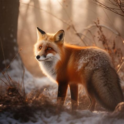 Premium AI Image | A fox is standing in the snow with the snow on the ground