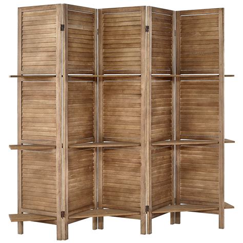 Buy 5.6 Ft Wood Room Divider, 5 Panel Panel Divider&Room Dividers, Partition Divider,Decorative ...