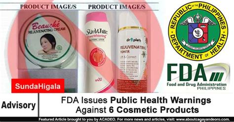 FDA Issues Public Health Warnings Against 6 Cosmetic Products