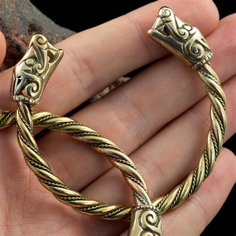 Viking Bracelet - Solid Bronze | Fenrir Wolf Heads Arm Ring – Sons of Vikings