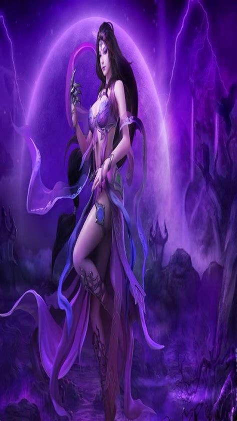 Purple Warrior Goddess | Dark fantasy art, Anime fantasy, Fantasy pictures