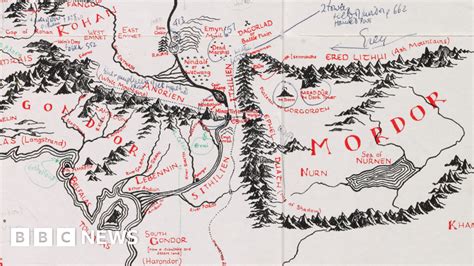 JRR Tolkien's annotated Middle-earth map at Bodleian - BBC News