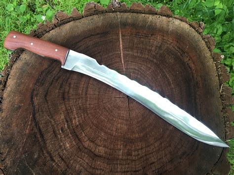 Hand Forged Serrated Kukri Sword With Oak Wood Handle - Etsy