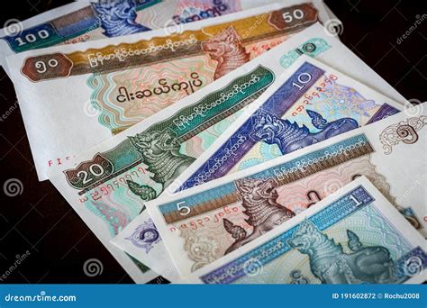 Myanmar Currency, Kyat, Banknotes of Various Denominations Stock Photo ...