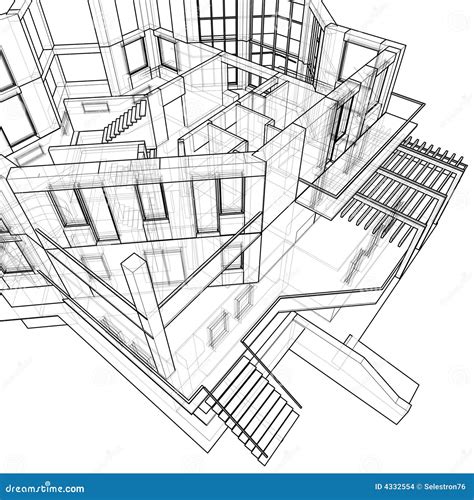 House: technical draw stock illustration. Illustration of concept - 4332554