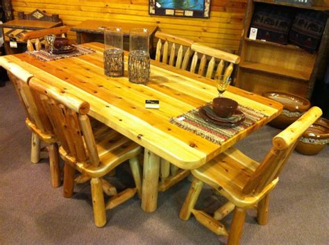 7 foot log dining table with 6 chairs- $1,799. Table Also available in 5 and 6 feet. Antique ...