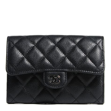 CHANEL Caviar Quilted Small Flap Wallet Black 126927