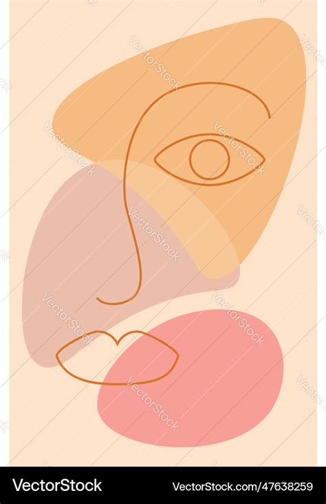 Modern line art face with shapes Royalty Free Vector Image