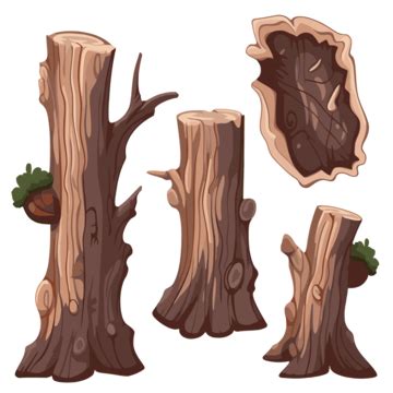 Bark Clipart Cartoon Tree Stump Set Isolated On White Background ...