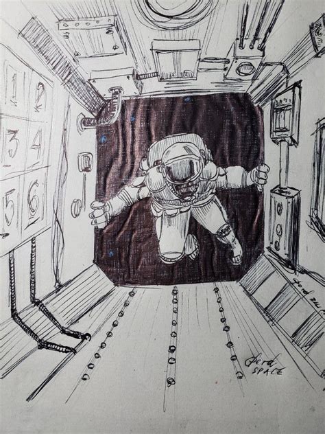 Space station Sketch, ballpointpen by Clord...!!! | Sketches of people, Nasa drawing, Drawings