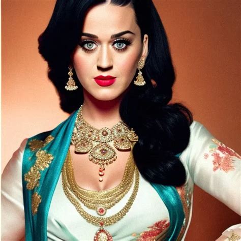 Ai Art Generator: Katy Perry Elizabeth hindu maharani blouseless saree