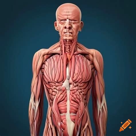 Illustration of human anatomy and muscular system