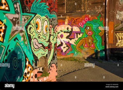 Back alley graffiti, East Vancouver, British Columbia, Canada Stock ...