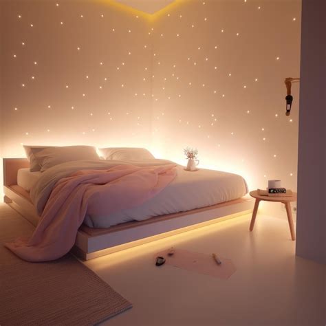 Premium Photo | A bedroom with several pretty white lights