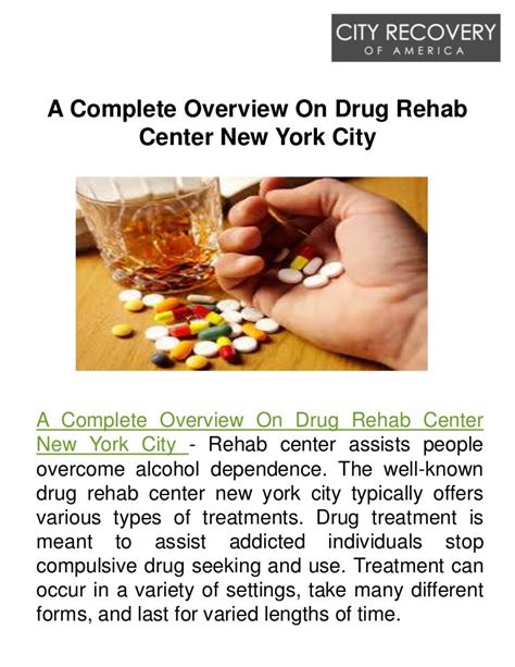 A Complete Overview On Drug Rehab Center New York City