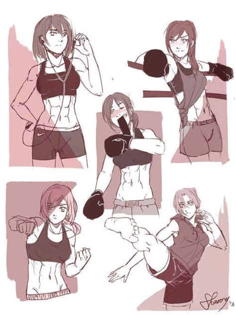 muscular female. | Fighting drawing, Fighting poses, Girl drawing