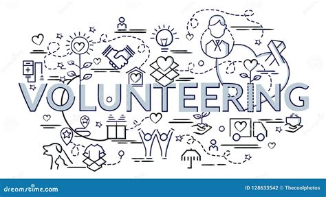 Flat Colorful Design Concept for Volunteering. Stock Vector - Illustration of doodle, donation ...