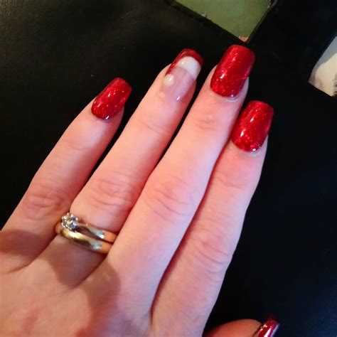 My Christmas nails! Santa hats and festive red and sparkly! | Christmas nails, Nails, Nail tips