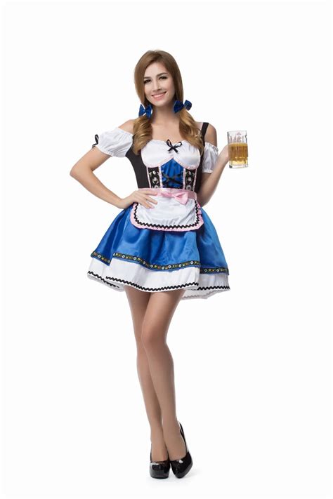 S XXL Sexy German Bavarian Beer Girl Costumes Women Oktoberfest Costume Blue-in Sexy Costumes ...