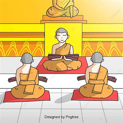 Monk Meditating Vector Art PNG, Thai Monks Meditation Chanting Elements, Meditation Clipart, A ...