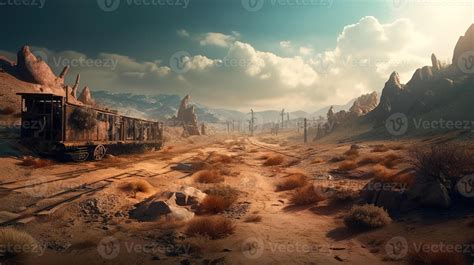 Wasteland Fantasy Backdrop Concept Art Realistic Illustration ...