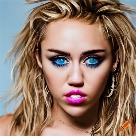 Portrait of miley cyrus with captivating blue eyes on Craiyon