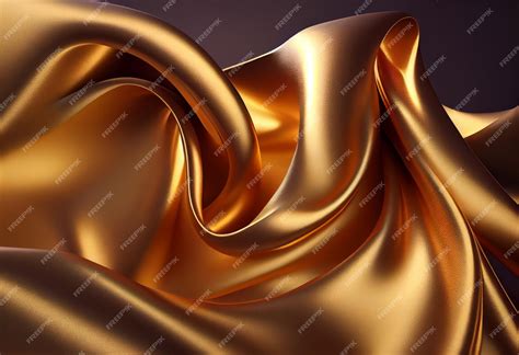 Premium AI Image | A golden silk fabric with a black background.