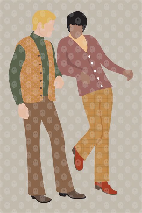 Archade | Two Men With Vintage Clothes Standing Together Vector Drawings