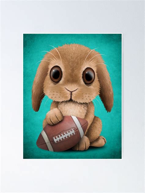 "Cute Baby Bunny Playing With Football" Poster by JeffBartels | Redbubble