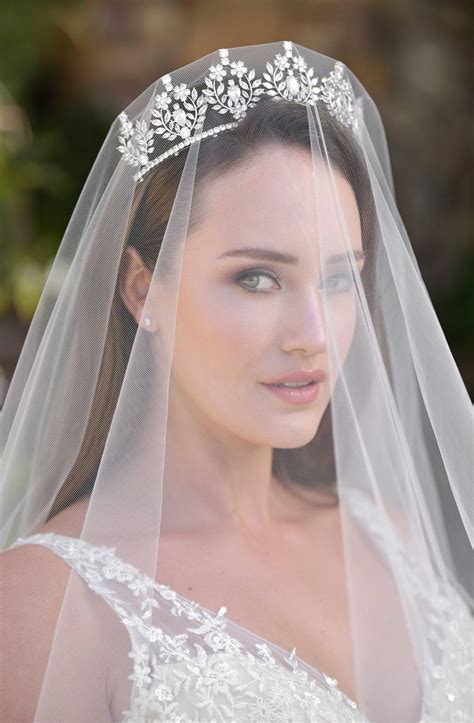 GRANDE AMBRELL Extra Long Ultra Royal Cathedral Drop Veil | Bridal crown tiara, Bride hairstyles ...