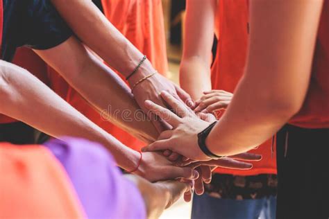 Team of Kids Children Basketball Players Stacking Hands in the Court, Sports Team Together ...