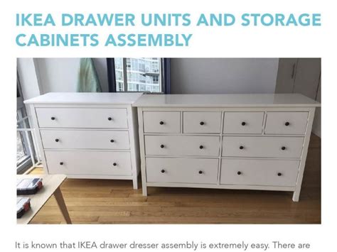 Ikea drawer units and storage cabinets assembly