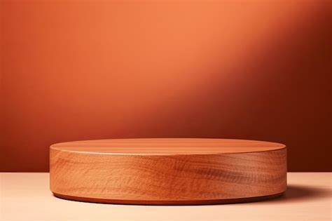 Premium AI Image | Elegant Front View of Round Wooden Pedestal Ideal for Food Products or ...