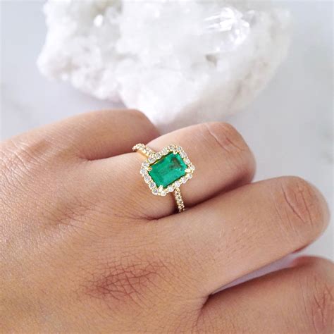 18K Yellow Gold Colombian Emerald Engagement Ring Art Deco Style | ubicaciondepersonas.cdmx.gob.mx