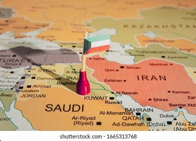 Kuwait Flag On Kuwait Map Stock Photo 1665313768 | Shutterstock