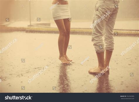 Loving Couple Rain Barefoot Man Woman Stock Photo 762392905 | Shutterstock