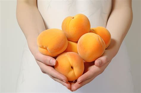 Premium AI Image | A Woman Holding A Bunch Of Peaches In Their Hands Farm Fresh Peaches Summer ...