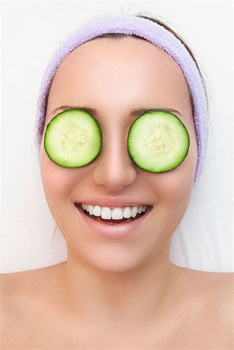 Cucumbers work wonders for tired eyes. Place two slices of cucumber over your eyes and rest fo ...