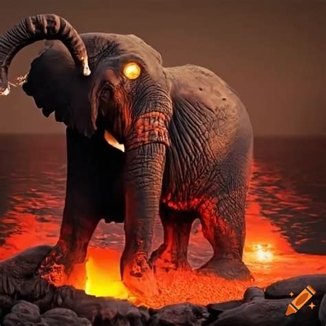 Elephant drinking lava on Craiyon