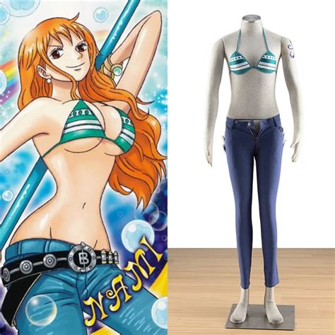 Sex cosplay clothing for Nami One Piece Nami costume bra and jeans ...