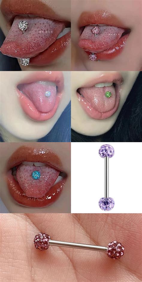 Piercing Jewelry Mud Ball Tongue Nail Titanium Steel Women Fashion ...